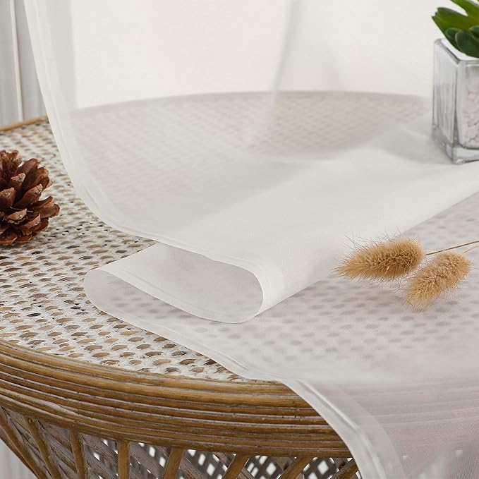 Chyhomenyc Ivory Sheer Curtains 84 Inches Long 2 Panels, Light Filtering Ivory - Image 5