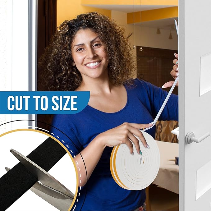 High Density Foam Weather Stripping Door Seal Strip Insulation Tape Roll - Image 5