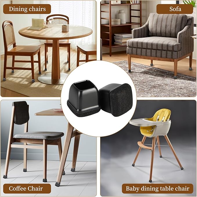 Square Chair Leg Floor Protectors Medium 24Pcs, Silicone Chair Leg Protectors - Image 6