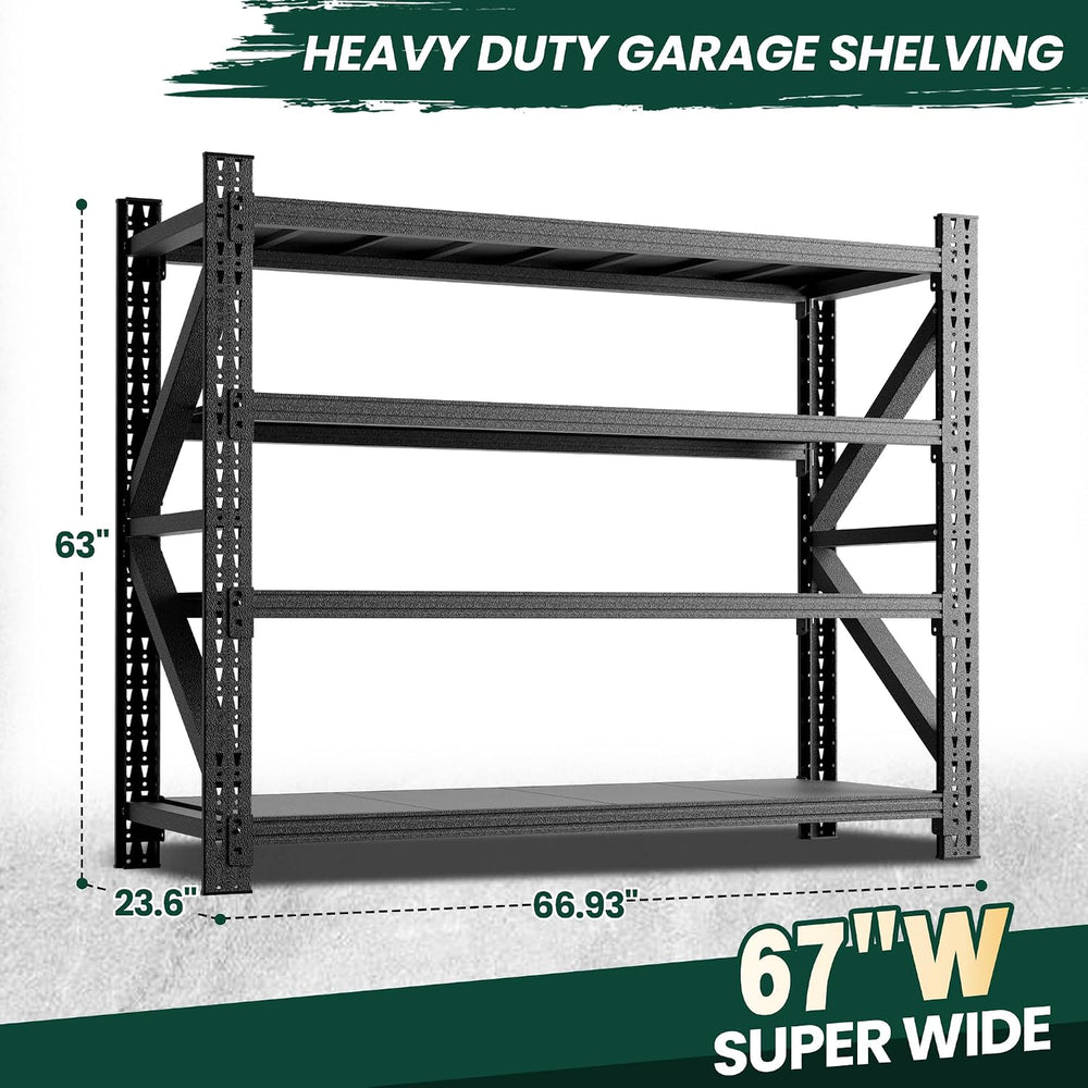 Heavy Duty Garage Storage Shelves 8000LBS Capacity, 67" Wide Metal Shelv...