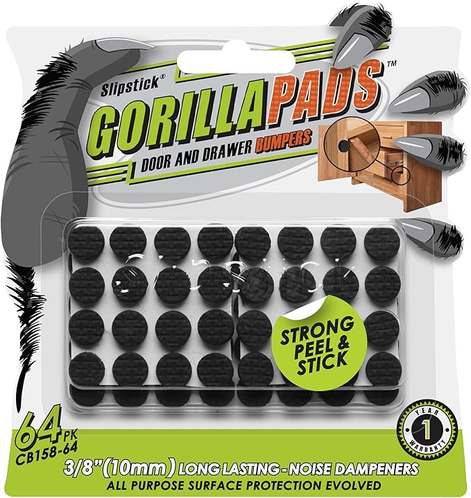 Slipstick GorillaBumperPads Premium Cabinet Door Bumpers 3/8” Round Non Slip by Slipstick