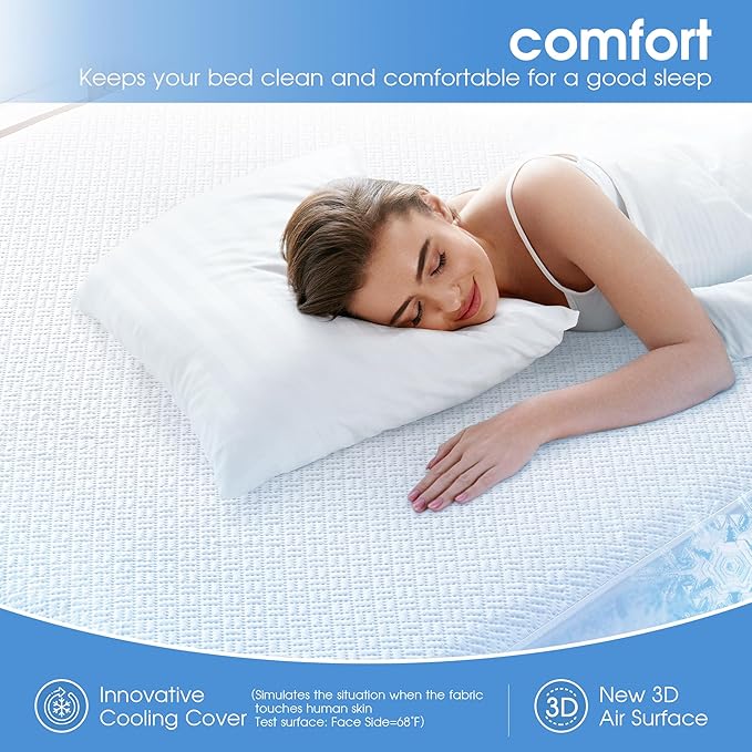 Cooling Waterproof Mattress Protector Twin XL Size, Mattress Cover 3D Air - Image 3