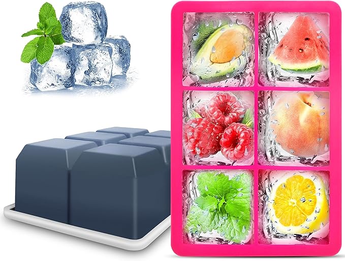 Silicone Ice Cube Trays with Lids, Large Square Ice Cube Molds by Excnorm