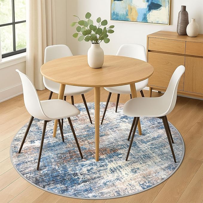 IOHOUZE Abstract Round Area Rug 6 Ft Washable Circle Rugs Large Round Rug Non - Image 2