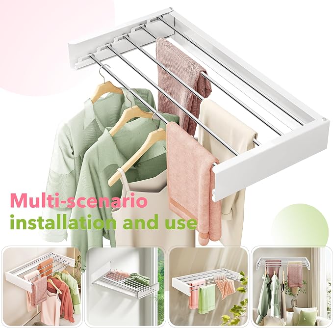 Wall Mounted Clothes Drying Rack 32 inches, Foldbale Laundry Drying Rack Wall - Image 4