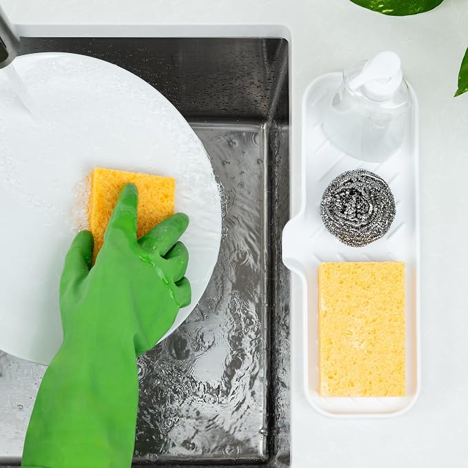 Zulay Kitchen Large Silicone Sponge Holder – Flexible Sink Organizer Tray - Image 3