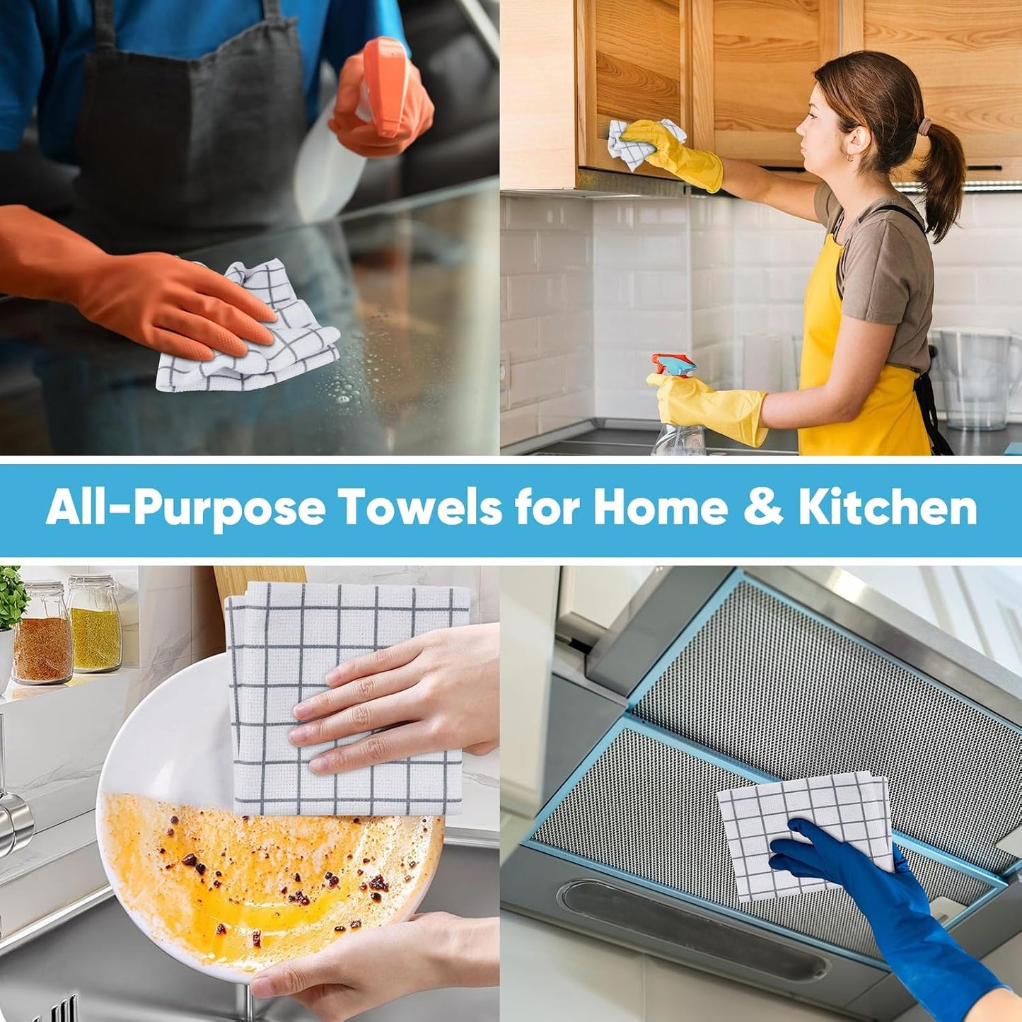 AIDEA Microfiber Cleaning Cloth Roll-50PK, Reusable Paper Towels 11.5×11.5" | Microfiber Kitchen Towels, Microfiber Towels Tear Away Cloth, Lint Free Rags for House, Window, Cleaning Supplies