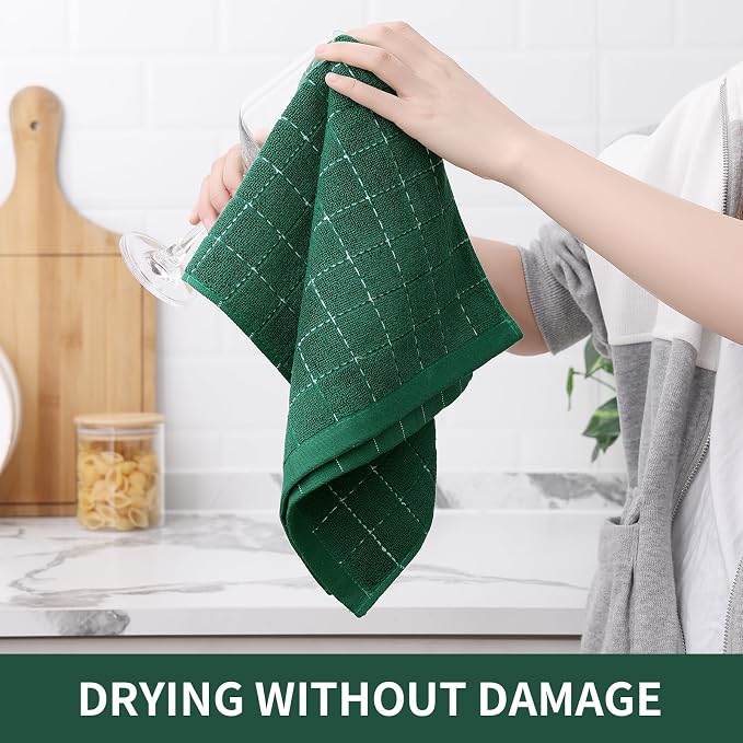 Homaxy 100% Cotton Terry Kitchen Towels, Checkered Designed, Soft and Super - Image 4