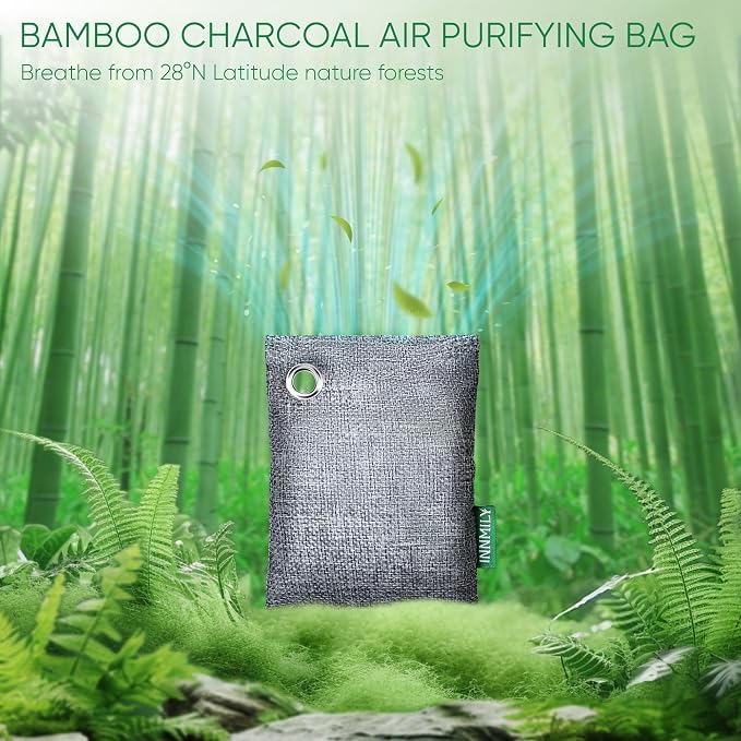 Activated Charcoal Odor Absorber, 8 Pack w Hooks Nature Odor Eliminator - Image 2
