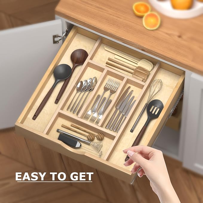 WelFurGeer Premium Wooden Silverware Organizer - Image 4