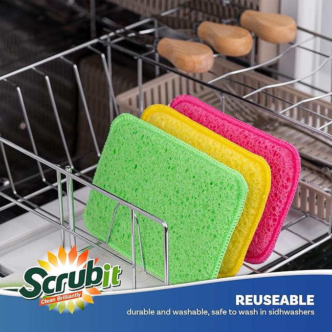 SCRUBIT - Scrub and Wipe Cleaning Pads – Dual Sided Scouring Pad and Dish - Image 6