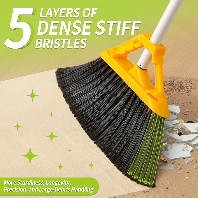 Outdoor Broom with 54'' Long Handle, Heavy Duty Broom - Image 3