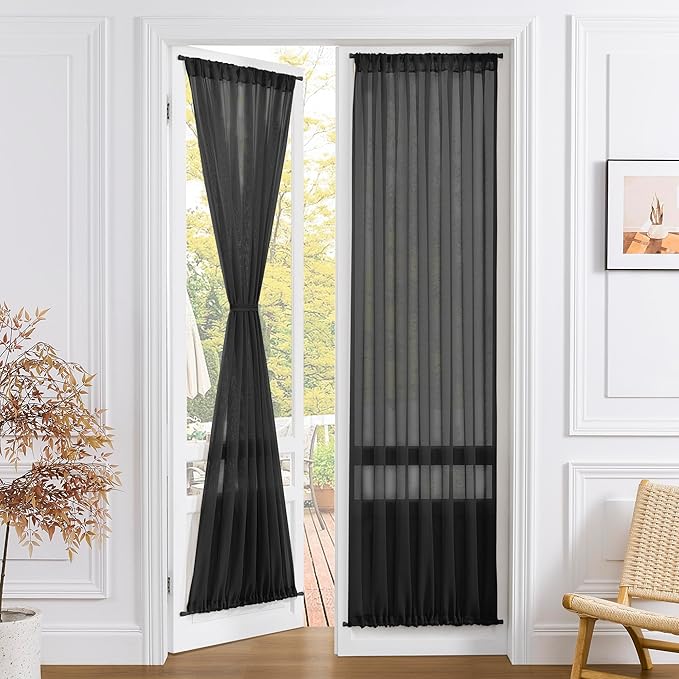 Tollpiz Sheer Door Curtains Closet Linen Textured Curtains Sheer Doorway Light by Tollpiz