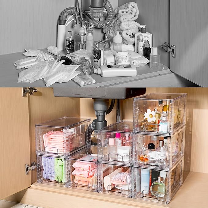 Vtopmart 4Pack Large Stackable Kitchen Pantry Storage Drawers, Acrylic Drawer - Image 6