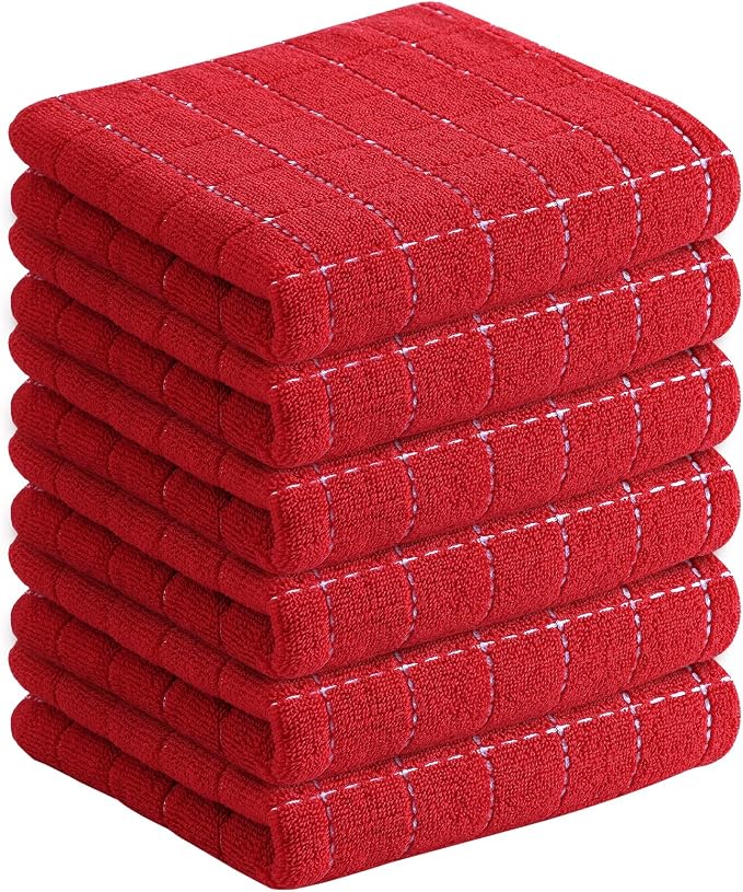 Homaxy 100% Cotton Terry Kitchen Towels, Checkered Designed, Soft and Super by Homaxy