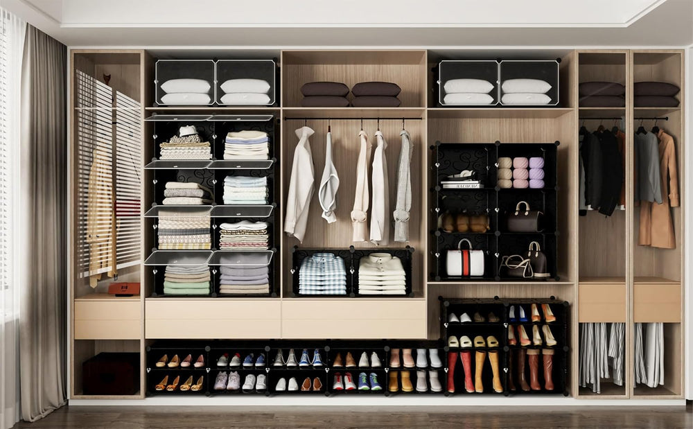 HOMIDEC Shoe Rack Organizer 48 Pair Modular Shoe Storage Cabinet for Closet