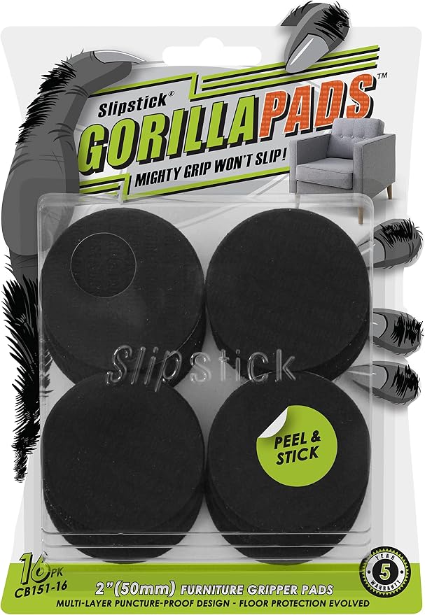Slipstick GorillaPads Non Slip Furniture Pads/Gripper Feet Floor Protectors by Slipstick