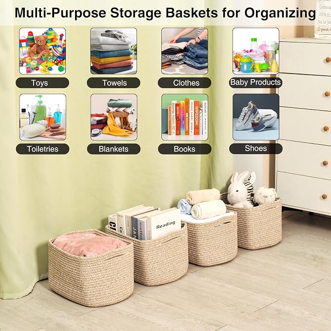Small Storage Baskets for Organizing, Woven Storage Baskets for Shelves - Image 5