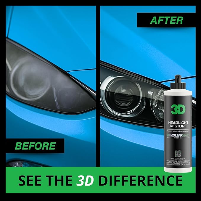 3D GLW Series Headlight Restore – 2-Step Kit Removes Oxidation, Scratches & - Image 2