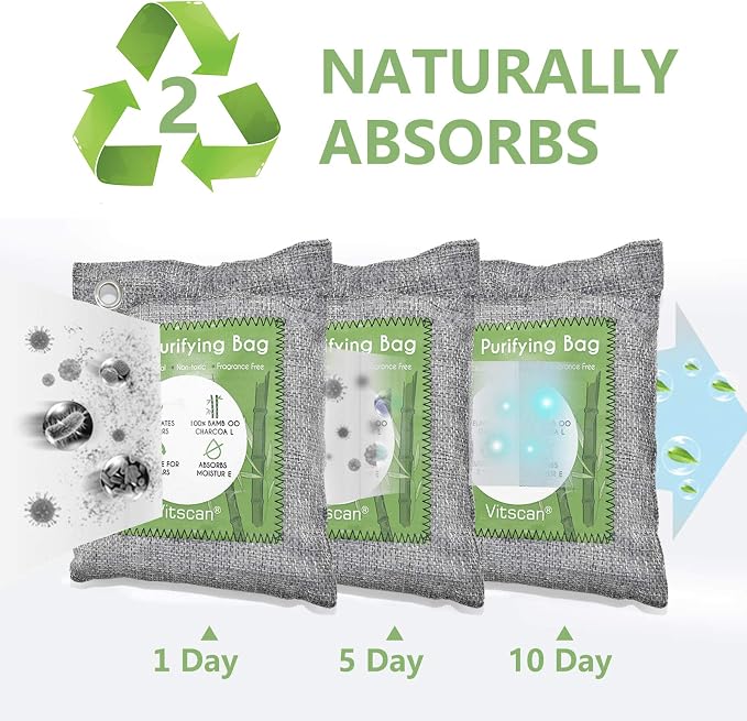 8 Pack Bamboo Charcoal Air Purifying Bag, Activated Charcoal Bags Odor Absorber - Image 5
