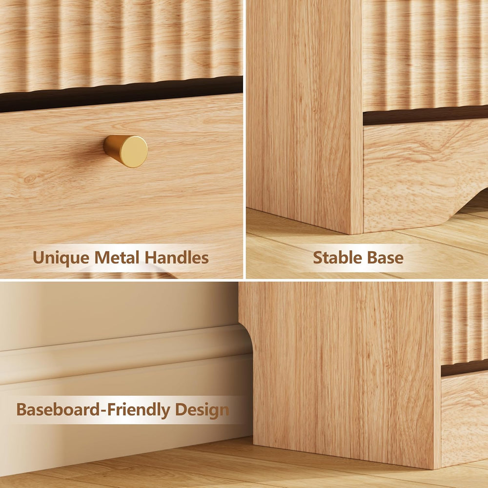 BORNOON Large Shoe Storage Cabinet with 6 Flip Drawers and Modern Wave-Edge F...
