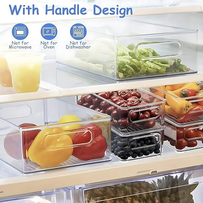 6 Pack Refrigerator Organizer Bins, 3 Sizes Clear Pantry Storage - Image 4