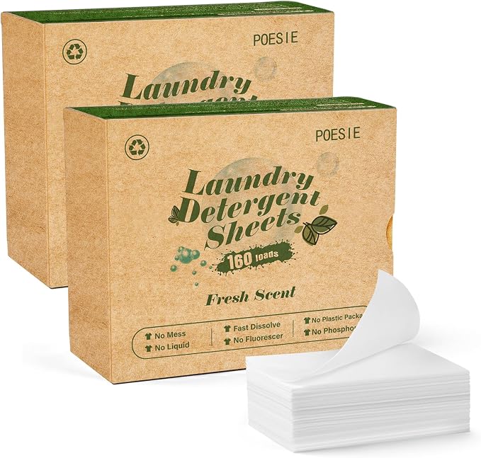 Poesie Laundry Detergent Sheets Fresh Scent 320 Sheet Liquidless Soap Sheets by Poesie