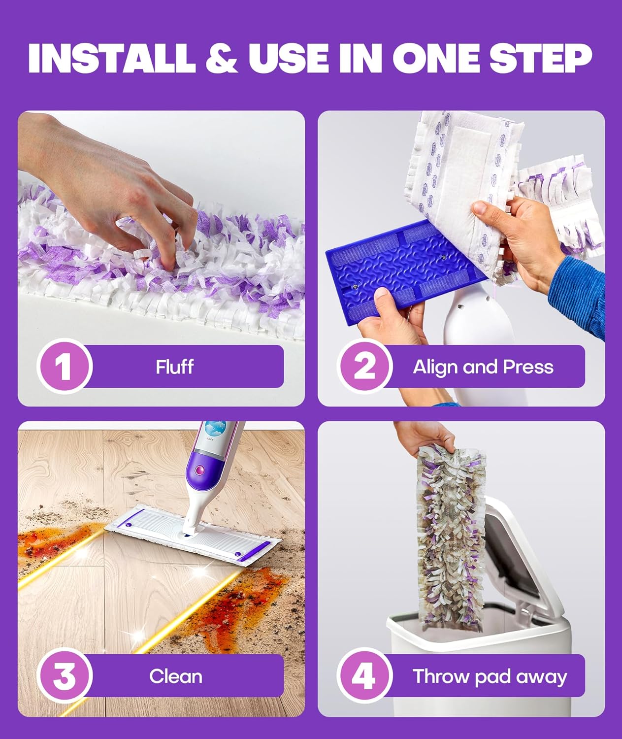 5X Cleaning Power Mop Refills for Swiffer Power Mop, 500+ Strips Multi-Surface PowerMop Refill Pads, 30 Count Disposable Powermop Wood Mops, Replacement Mopping Pad for Floor Cleaning