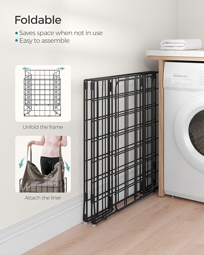 SONGMICS Laundry Hamper, 29 Gal. Laundry Basket, Collapsible Clothes Hamper - Image 7