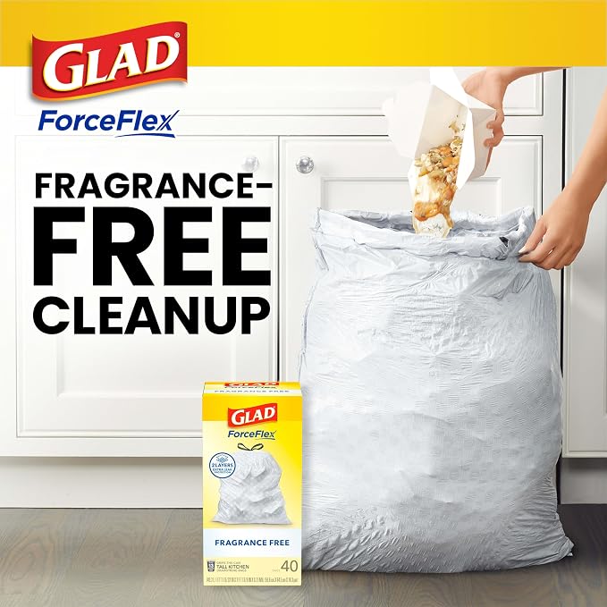 Glad ForceFlex Tall Kitchen Drawstring Trash Bags, 13 Gal, Fragrance Free - Image 3