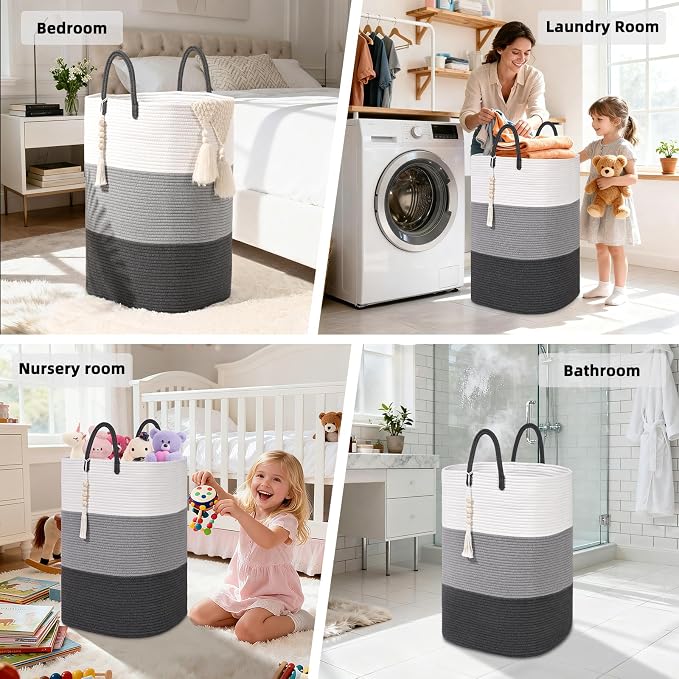 Woven Laundry Basket for Clothes, 100 L Large Rectangle Laundry Hampers - Image 7