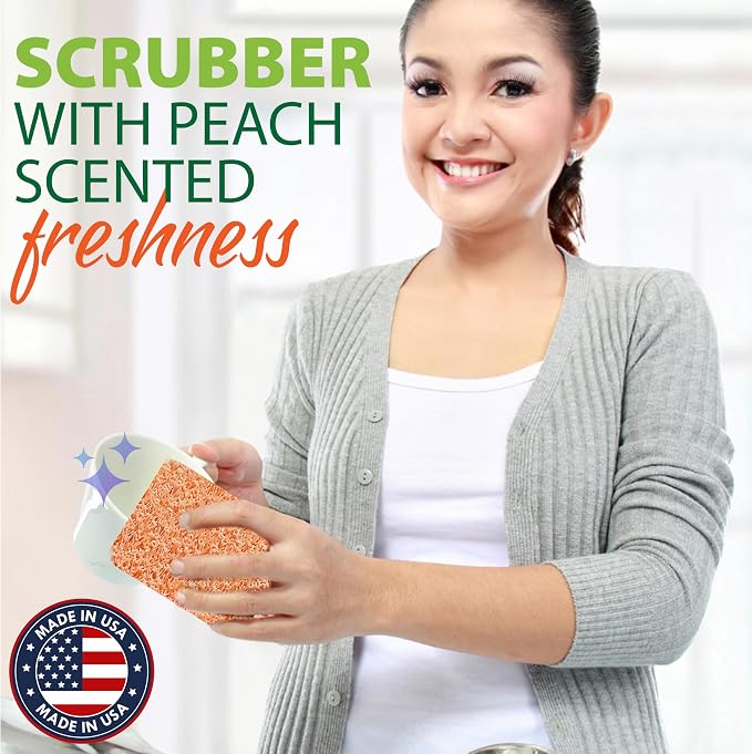 Peachy Clean Silicone Dish Sponge Scrubbers, Fresh Peach Scent, Non-Scratch - Image 2