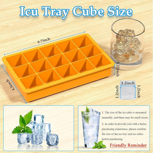 Ice Cube Tray, 3 Pack Silicone Ice Tray Easy-Release Flexible 15 Ice Cube Molds - Image 2