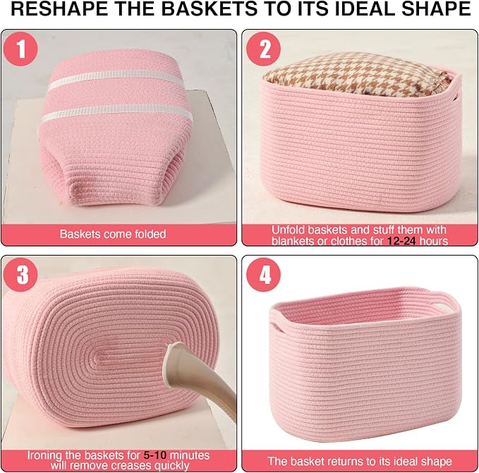 Storage Baskets for Organizing Shelves, Woven Cotton Rope Baskets for Storage - Image 7
