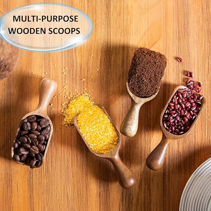 Wooden Scoops for Canisters 4PCS Acacia Wooden Scoop for Jars Mini Measuring - Image 5