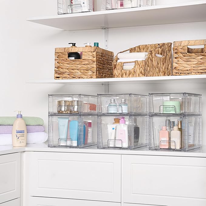 Vtopmart 6 Pack Clear Stackable Storage Drawers, Plastic Drawers - Image 8