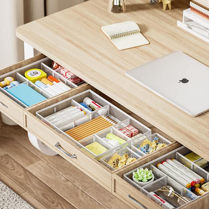 Marbrasse 3 Packs White Desk Drawer Organizers, Drawer Organizer Tray - Image 6