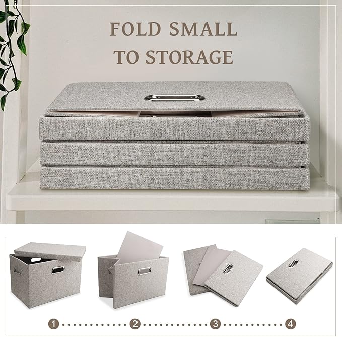 Medium 15" 21 Quart Collapsible Stackable Storage Bins - Image 3