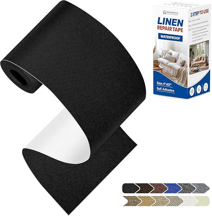KING MOUNTAIN Linen Repair Patches, Self-Adhesive Fabric Patches, 4 X 63 inch by ForABetterHomeLife
