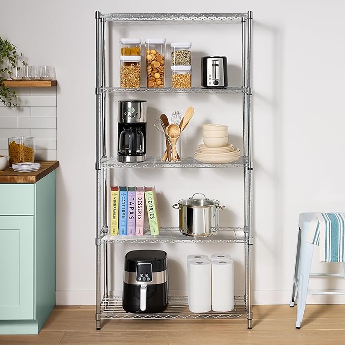 Amazon Basics 5-Shelf Adjustable Heavy Duty Steel Wire Rack Storage Shelving - Image 5