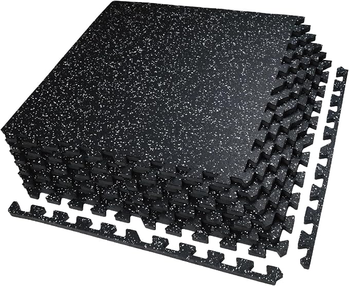 AIRHOP 0.56in Thick 24 Sq Ft Exercise Equipment Mats, 6 Tiles Upgraded Rubber by Airhop