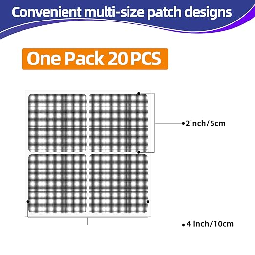 KING MOUNTAIN 20 Sheets Black Window Screen Repair Patches, 4×4 in Window - Image 4
