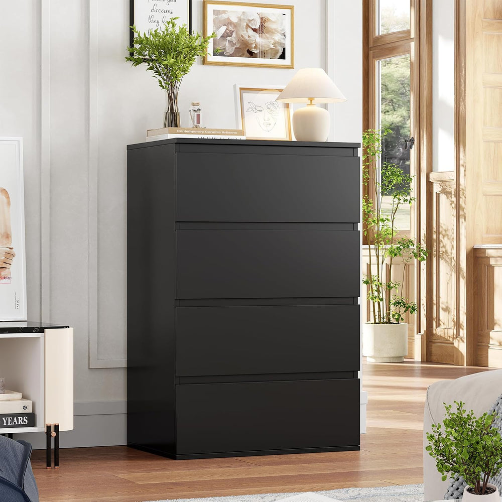 FOTOSOK Black Dresser, Dresser for Bedroom, Small Dresser Chest of Drawers