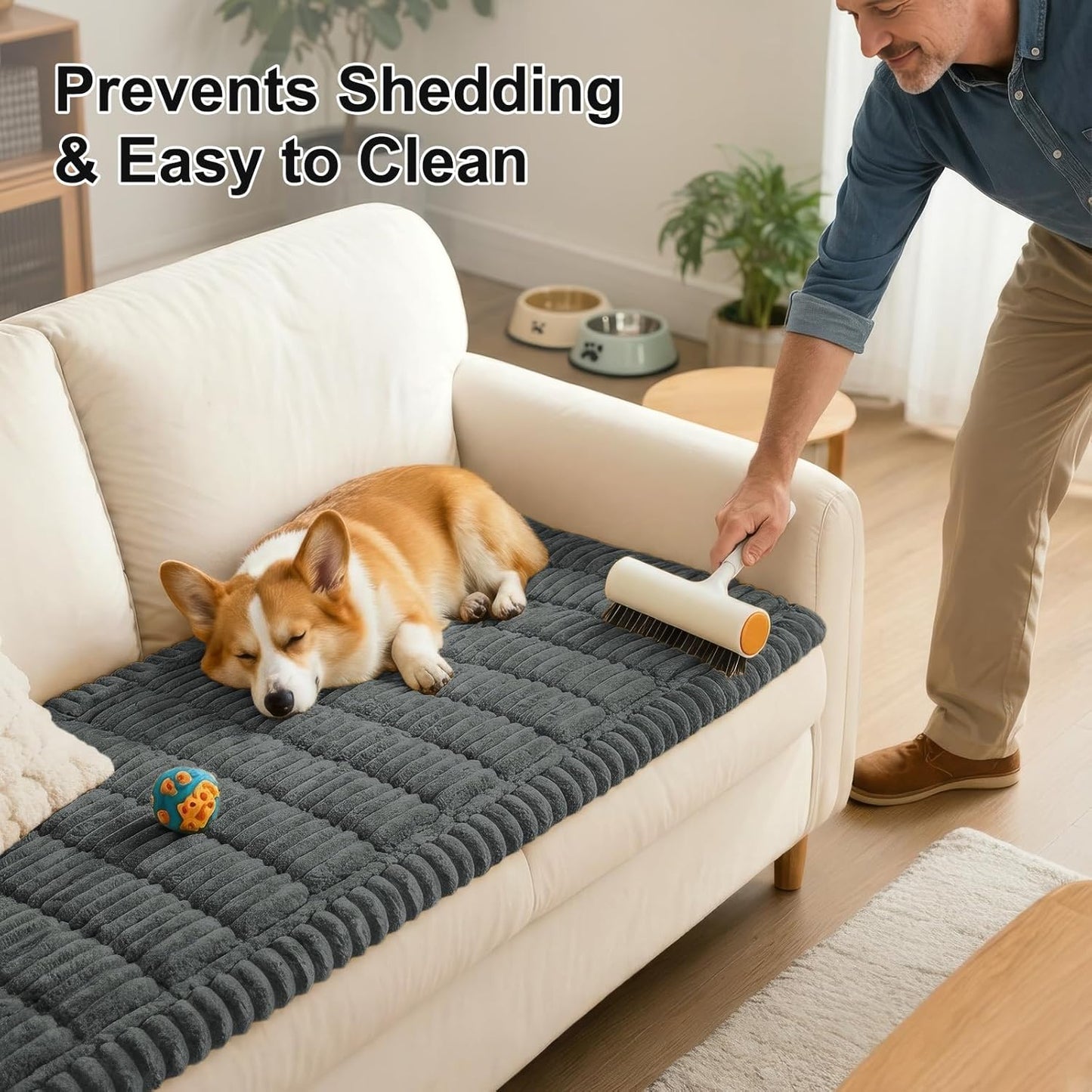 Smiry Couch Cover for Dogs, Non Slip Washable Sofa Protector for Pets, Soft Furniture Cover for Pet, Stylish Sofa Covers, Cozy Protect Against Fur, Dirt & Everyday Messes (Dark Grey, 27.6" x 59")