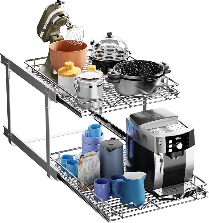 HOLDN’ STORAGE Two Tier Pull Out Cabinet Organizer, Individual Sliding Drawers by HOLDN%E2%80%99STORAGE
