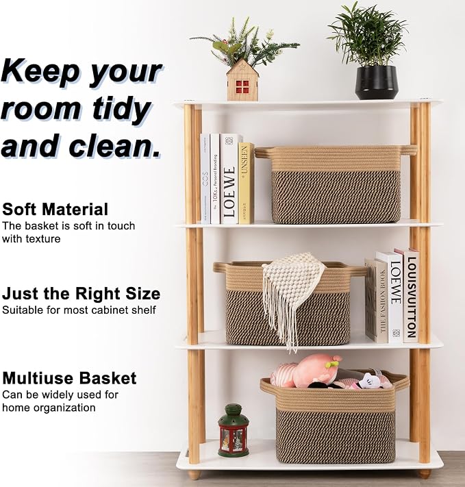 OIAHOMY 3 Pack Storage Basket for Organizing, Woven Basket Basket - Image 2