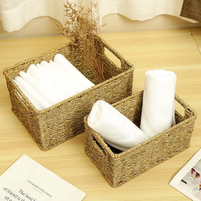 HOONEX Wicker Baskets for Storage, Seagrass Baskets - Image 3