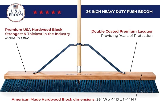 36" Heavy Duty Outdoor Push Broom - Image 4