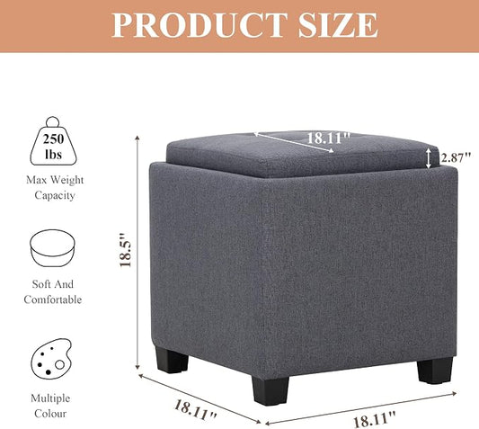 COLAMY Fabric Square Storage Ottoman - Image 2