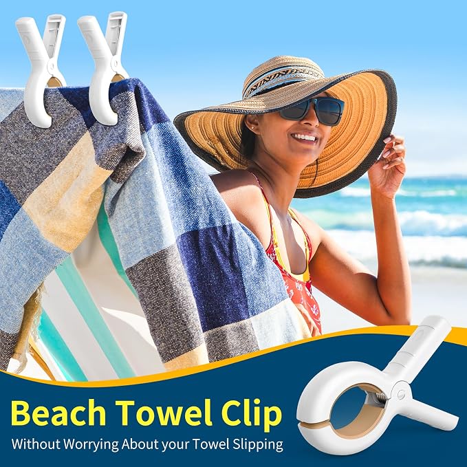 Senbowe 12 Pack Beach Towel Clips, Heavy Duty Plastic Clothes Pins, Windproof - Image 5